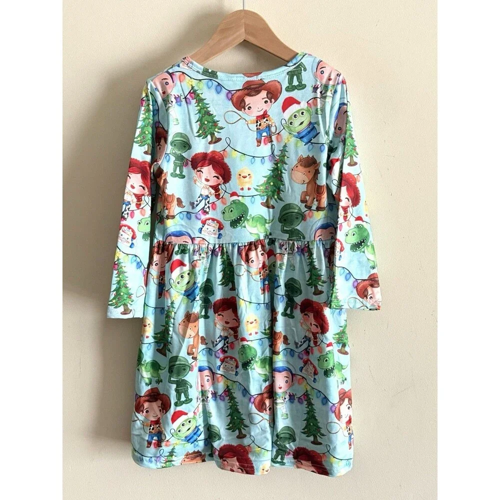 Girls Boutique Disney Holiday Dress‎ Christmas Toy Story Woody Buzz Slinky 4T 4Y